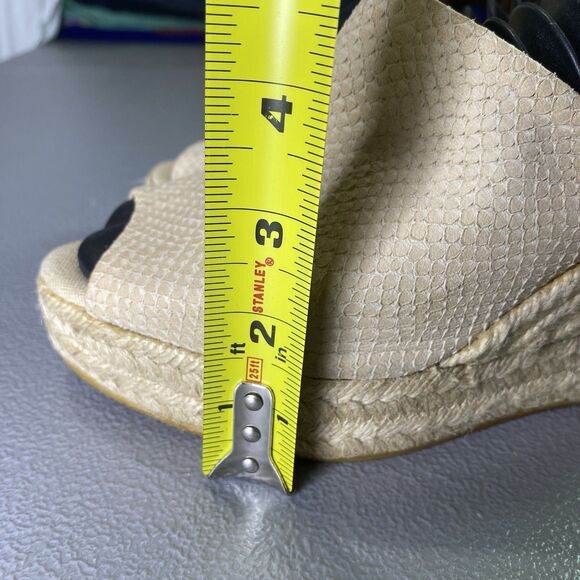 KANNA Suede Snake Embossed Espadrille Wedge Platform Mules Womens 40 9.5 Beige - Picture 7 of 12